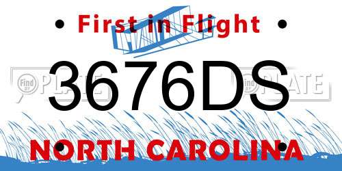 3676DS North Carolina License Plate