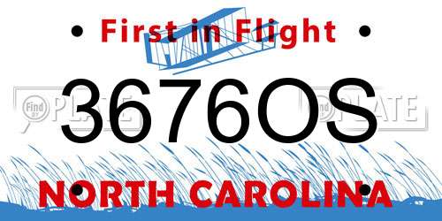 3676OS North Carolina License Plate