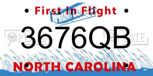3676QB North Carolina License Plate