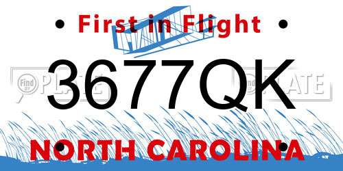 3677QK North Carolina License Plate