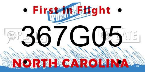 367G05 North Carolina License Plate