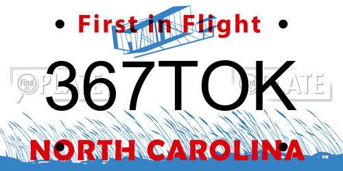 367TOK North Carolina License Plate
