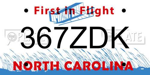 367ZDK North Carolina License Plate
