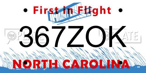 367ZOK North Carolina License Plate