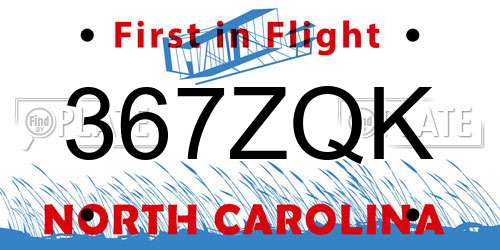 367ZQK North Carolina License Plate