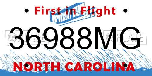 36988MG North Carolina License Plate