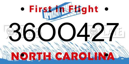 36OO427 North Carolina License Plate
