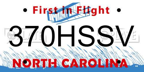 370HSSV license plate in NC state