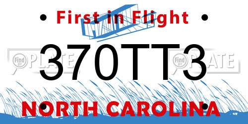 370TT3 North Carolina License Plate