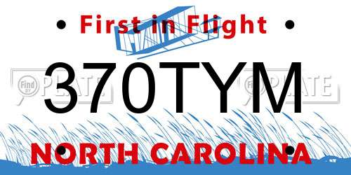 370TYM North Carolina License Plate