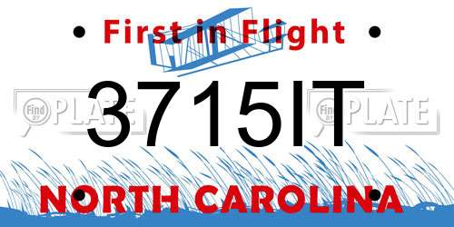 3715IT North Carolina License Plate