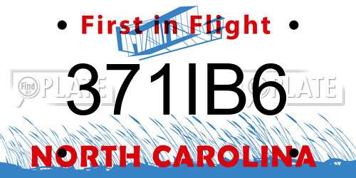 371IB6 North Carolina License Plate