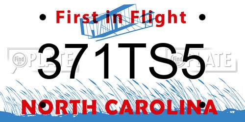 371TS5 North Carolina License Plate