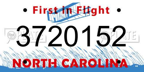 3720152 North Carolina License Plate