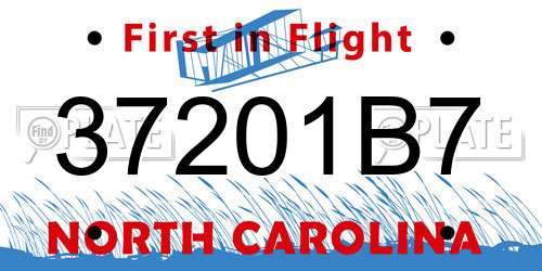 37201B7 North Carolina License Plate
