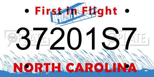37201S7 North Carolina License Plate