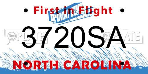 3720SA North Carolina License Plate