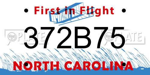 372B75 North Carolina License Plate