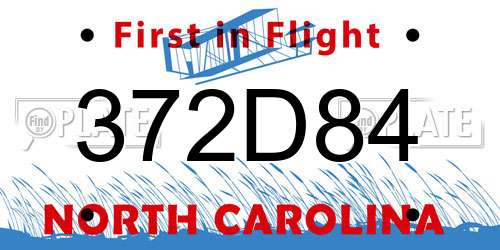 372D84 North Carolina License Plate