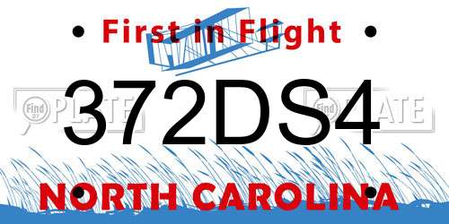 372DS4 North Carolina License Plate