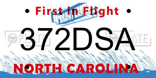 372DSA North Carolina License Plate