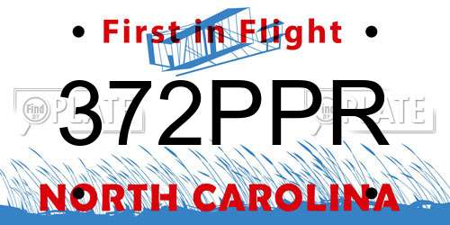 372PPR North Carolina License Plate