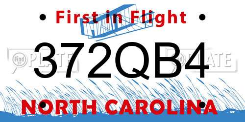 372QB4 North Carolina License Plate