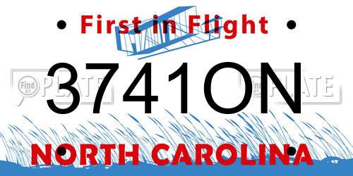 3741ON North Carolina License Plate