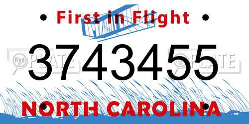 3743455 North Carolina License Plate