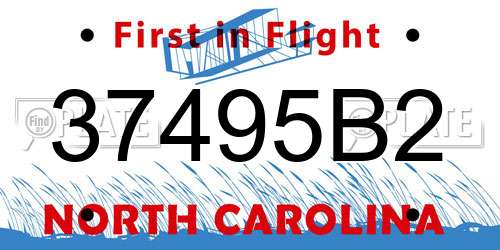 37495B2 North Carolina License Plate