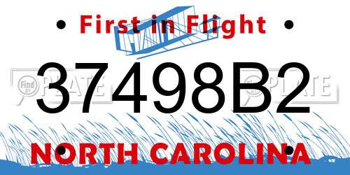 37498B2 North Carolina License Plate