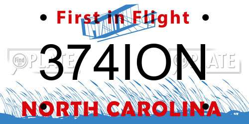 374ION North Carolina License Plate