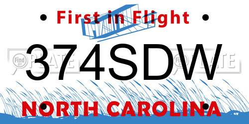 374SDW North Carolina License Plate