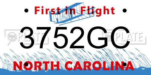 3752GC North Carolina License Plate