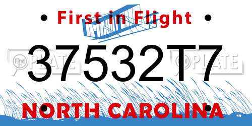 37532T7 North Carolina License Plate