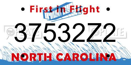 37532Z2 North Carolina License Plate