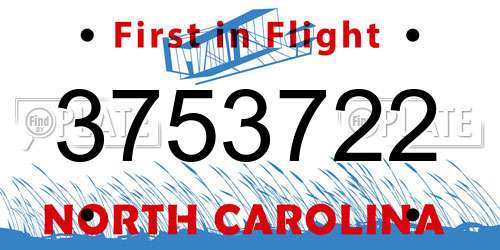 3753722 North Carolina License Plate