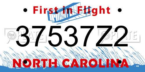 37537Z2 North Carolina License Plate