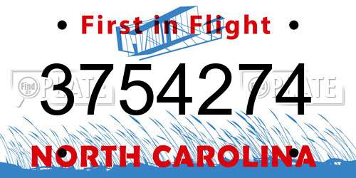 3754274 North Carolina License Plate