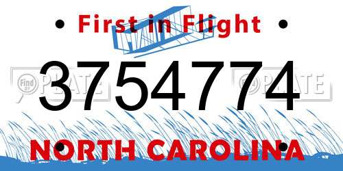 3754774 North Carolina License Plate