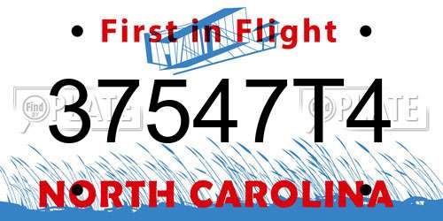 37547T4 North Carolina License Plate