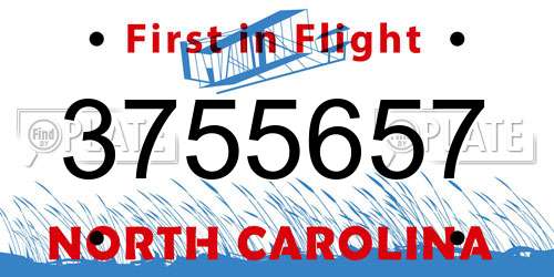 3755657 North Carolina License Plate