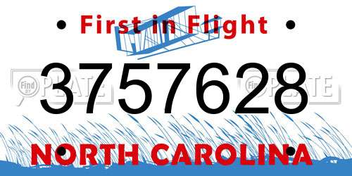 3757628 North Carolina License Plate