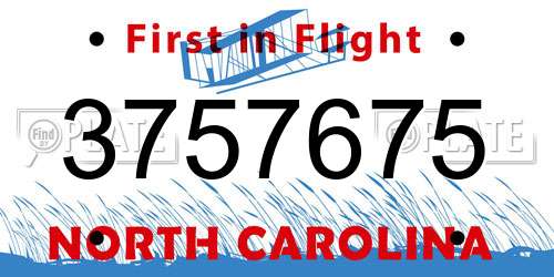 3757675 North Carolina License Plate