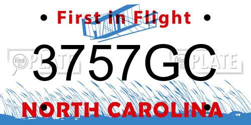 3757GC North Carolina License Plate