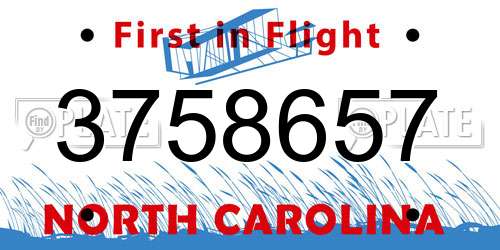 3758657 North Carolina License Plate
