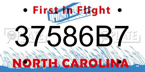 37586B7 North Carolina License Plate