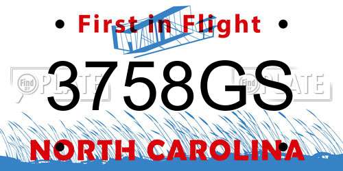 3758GS North Carolina License Plate