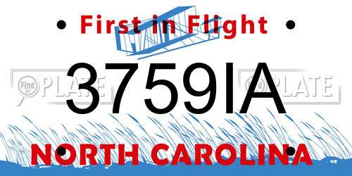 3759IA North Carolina License Plate