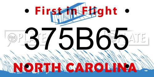 375B65 North Carolina License Plate